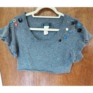 Anthropologie Cartonnier size L gray cropped sweater. Rayon/nylon/wool/angora